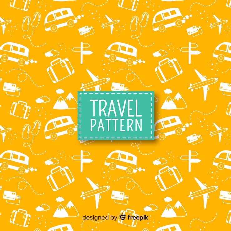 Vector gratuito estampado de viaje con líneas a trazos