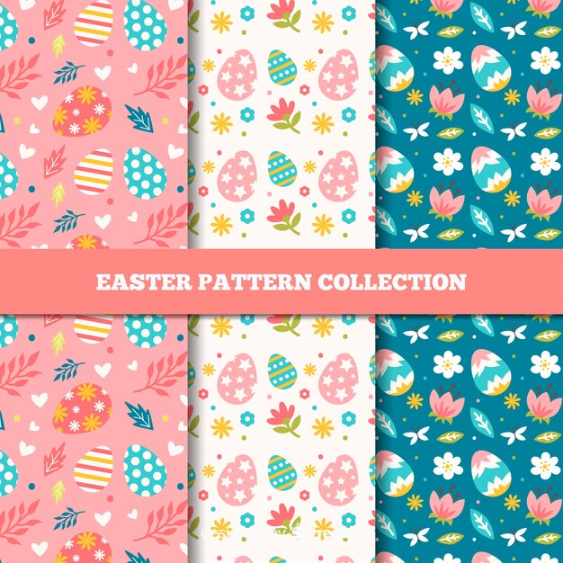 Estampados del día de pascua en diseño plano
