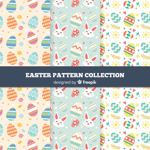 Estampados del día de pascua en diseño plano