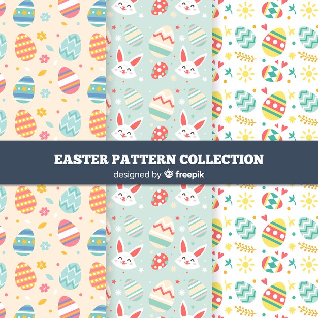 Estampados del día de pascua en diseño plano