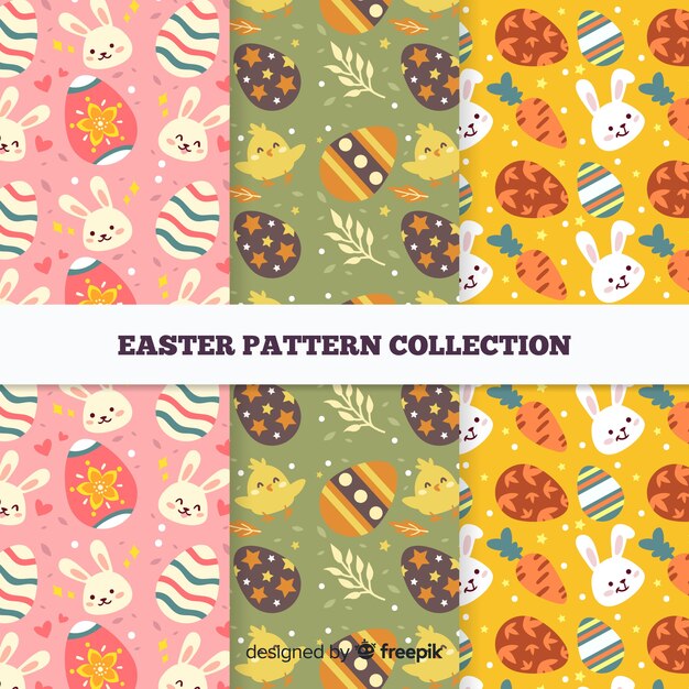Estampados del día de pascua en diseño plano