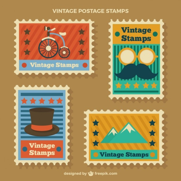 Vector gratuito estampas con elementos vintage en diseño plano