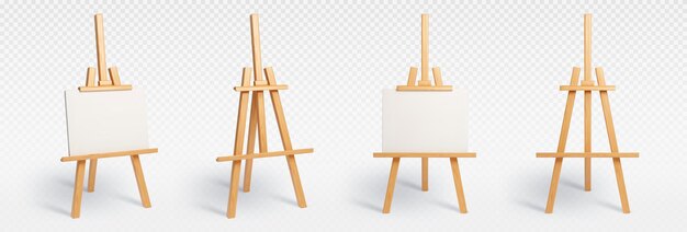 Estándar de caballete de madera con vector aislado de tablero de arte