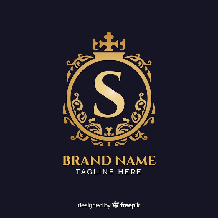 Vector gratuito estándar de logotipo elegante dorado