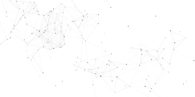 estandarte abstracto con diseño de comunicaciones de red con líneas y puntos de conexión