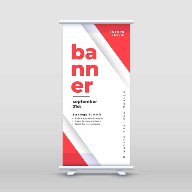 estandarte blanco y rojo para conferencias de empresas