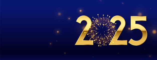 Estandarte de celebración de fuegos artificiales del año nuevo 2025 con espacio de texto