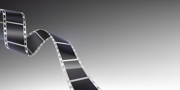 Estandarte de cine o fotografía con un rollo de tiras de película