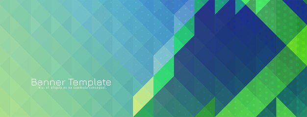 Estandarte de diseño de mosaico de patrón triangular azul y verde abstracto