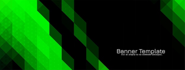 Estandarte de diseño de mosaico de patrón triangular negro y verde