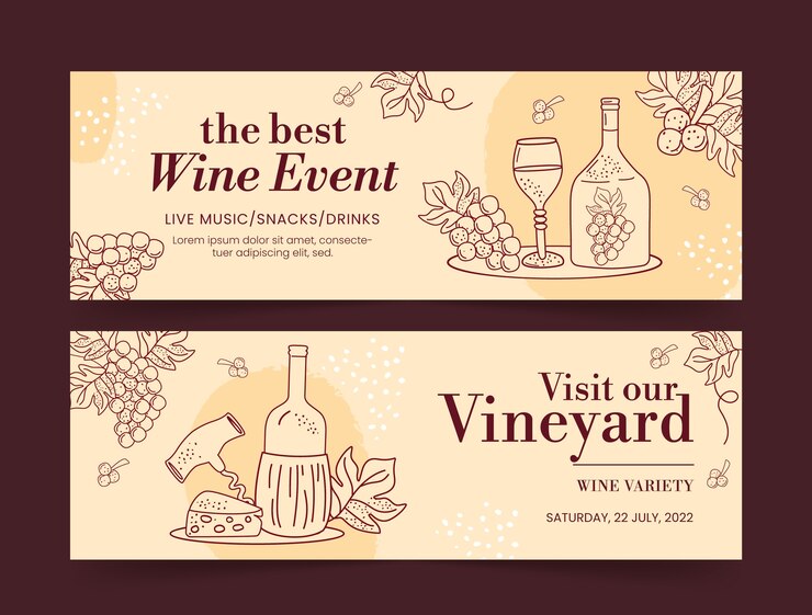 Vector gratuito estandarte horizontal del festival del vino