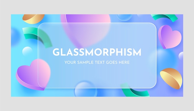 Estandarte horizontal de glassmorphism con gradiente