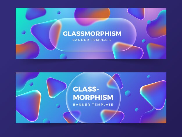 Estandarte horizontal de glassmorphism con gradiente