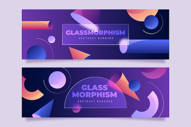 Estandarte horizontal de glassmorphism con gradiente