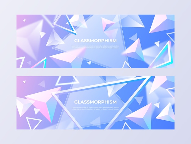 Estandarte horizontal de glassmorphism con gradiente