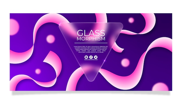 Estandarte horizontal de glassmorphism con gradiente