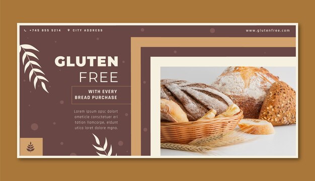 Estandarte horizontal sin gluten de diseño plano
