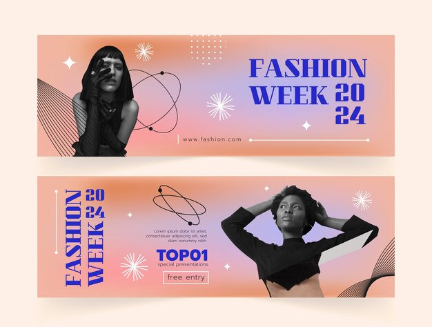 Estandarte horizontal de la semana de la moda en gradiente