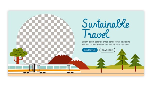 Estandarte horizontal de viajes sostenibles dibujado a mano