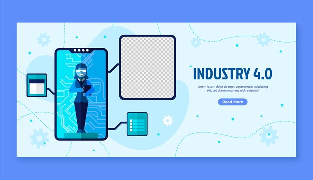 Estandarte de la industria 4.0 dibujado a mano
