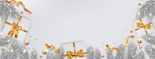 Estandarte navideño con cajas de regalos corona navideña