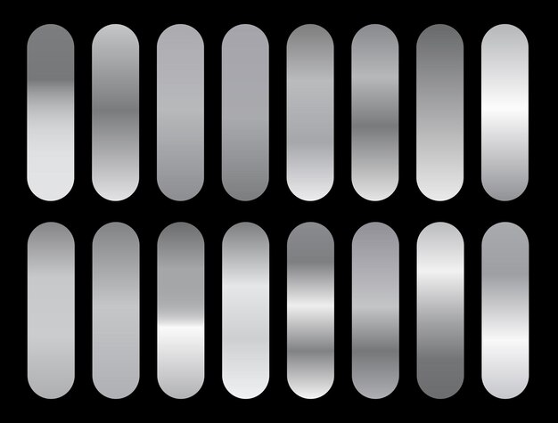 Estandarte de paleta de gradiente metálico plateado o platino en la colección
