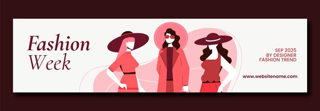 Estandarte de la semana de la moda dibujado a mano