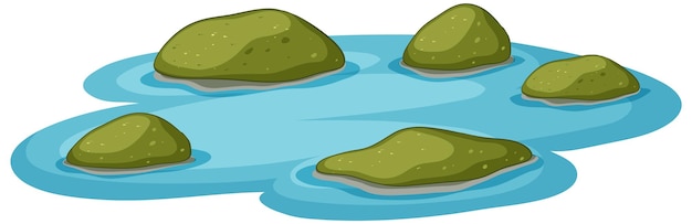 Un estanque sereno con rocas flotantes
