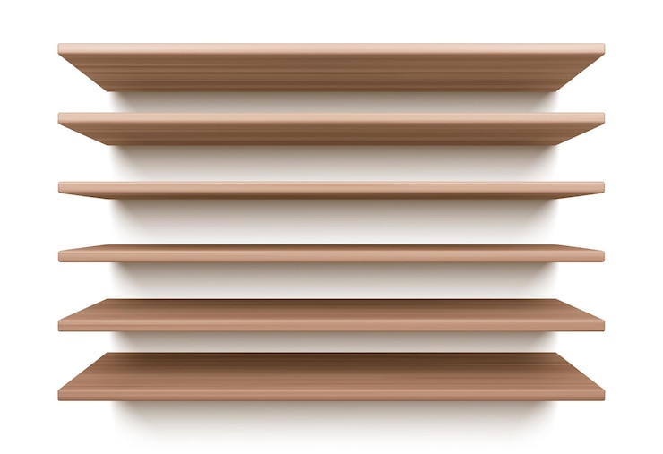 Vector gratuito estante de pared de madera vacío para vector aislado de libros