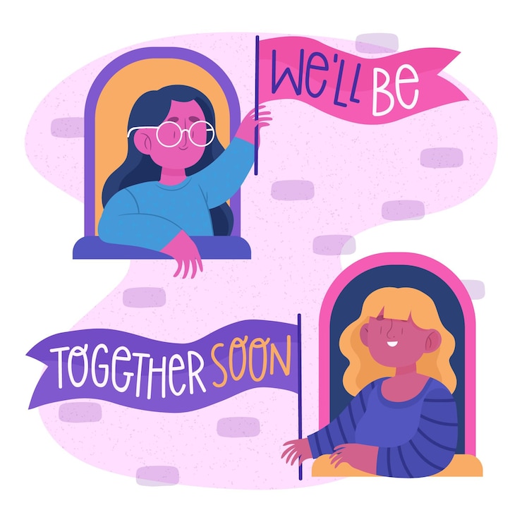 Vector gratuito estaremos juntos pronto