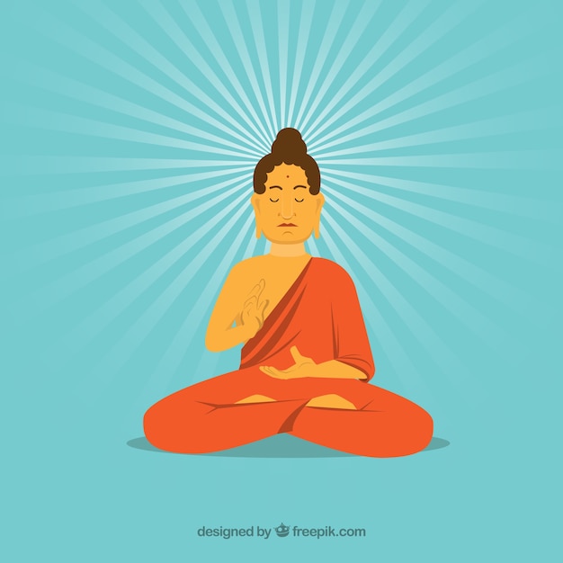 Vector gratuito estatua de budha en estilo hecho a mano