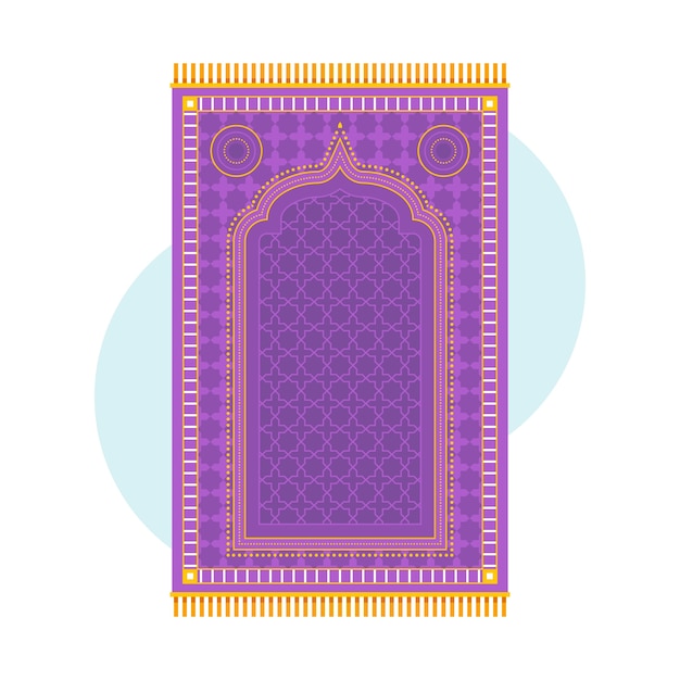 Estera de oración de diseño plano dibujado a mano