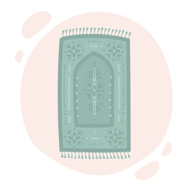 Estera de oración de diseño plano dibujado a mano