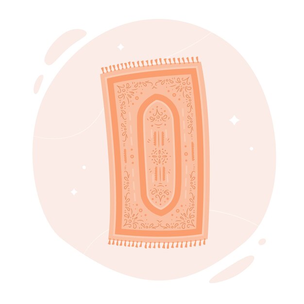 Estera de oración de diseño plano dibujado a mano