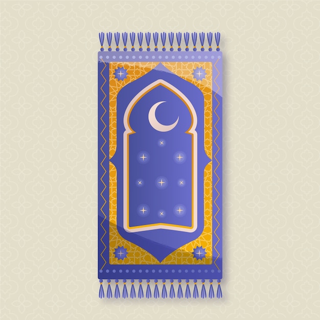 Estera de oración de diseño plano dibujado a mano