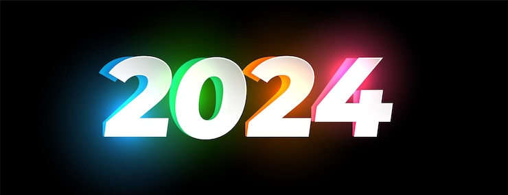 Vector gratuito estilo 3d colorido 2024 letras vector de cartel de evento de año nuevo