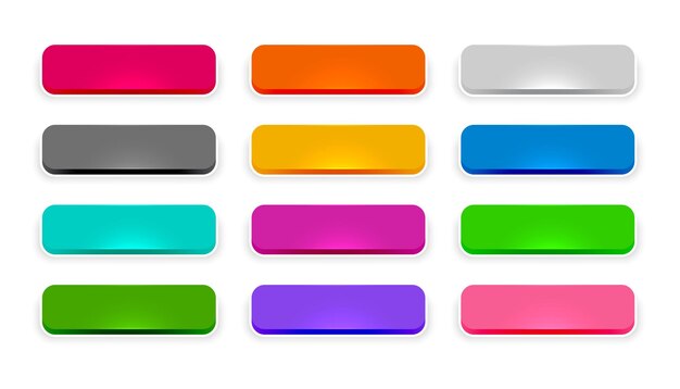 Estilo 3D colorido botón de aplicación web señal en la colección