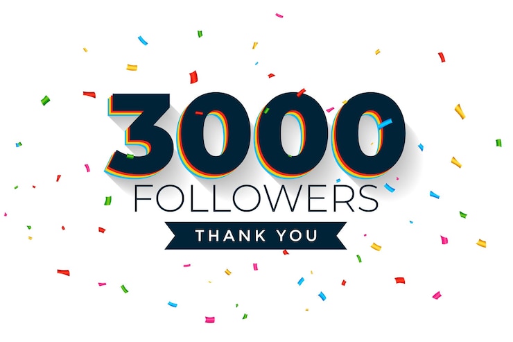 Vector gratuito estilo de 3k o 3000 seguidores de la red web plantilla con confeti colorido