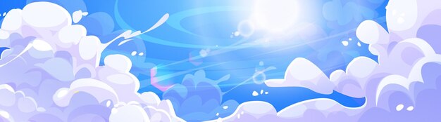 Estilo anime cielo soleado con nubes blancas esponjosas