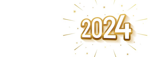 Estilo de año nuevo 2024 estallando estandarte de estrella con espacio de texto