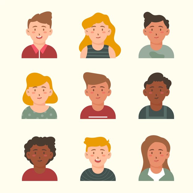 Estilo avatar para diferentes jóvenes.