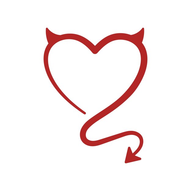 Estilo de caligrafía con contorno de corazón del diablo
