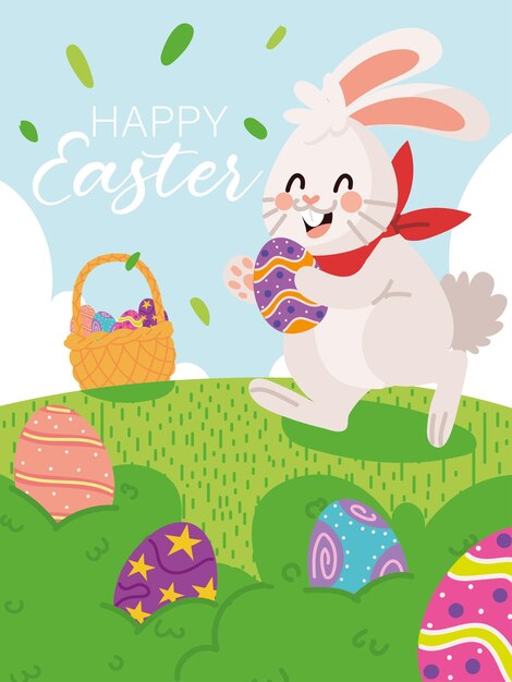 estilo de cartel de decoración de pascua feliz