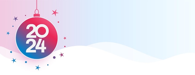 estilo colgante 2024 nuevo año papel tapiz de bauble con vector de espacio de texto