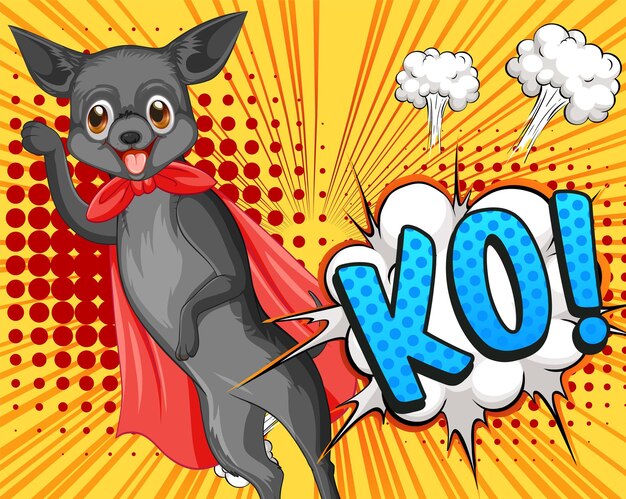 Estilo cómico retro pop art con perro