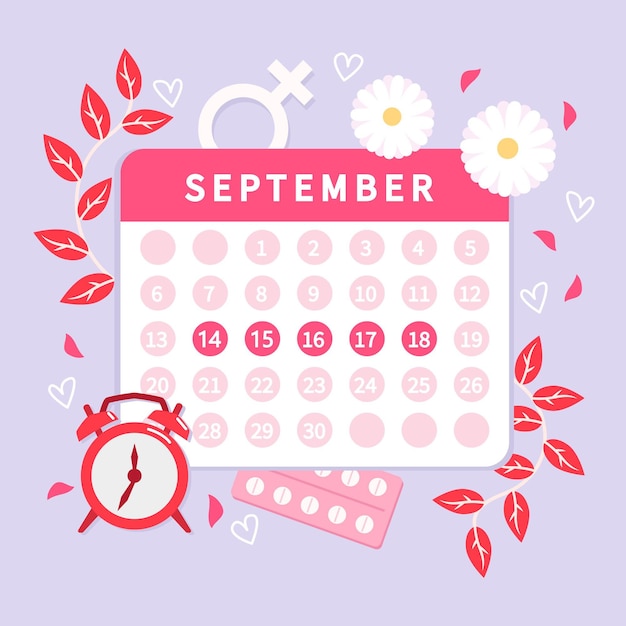 Vector gratuito estilo de concepto de calendario menstrual