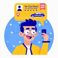 Vector gratuito estilo de concepto de servicio de aplicación de taxi