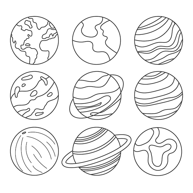 Vector gratuito estilo de contorno de planetas