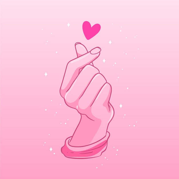 Estilo de corazón de dedo dibujado a mano