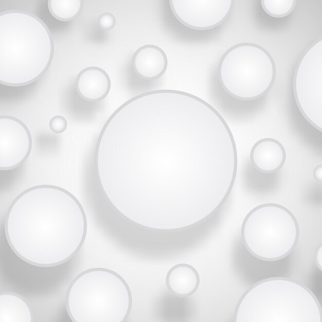 Estilo de corte de papel de círculo blanco con sombras sobre fondo blanco